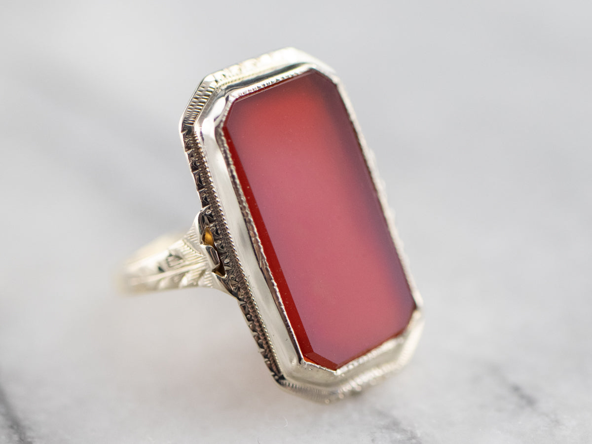 Art Deco Carnelian Dinner Ring