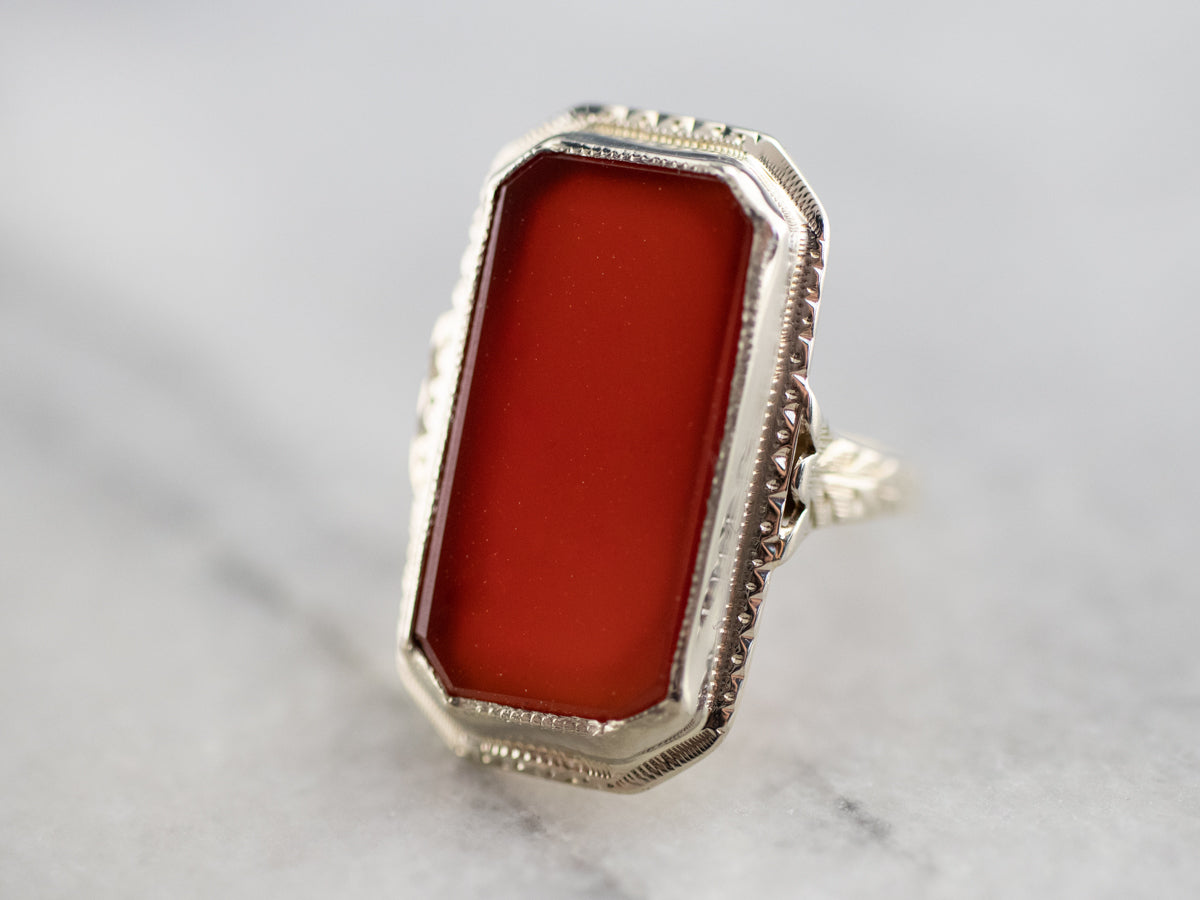 Art Deco Carnelian Dinner Ring