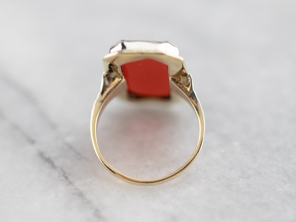 Art Deco Carnelian Dinner Ring