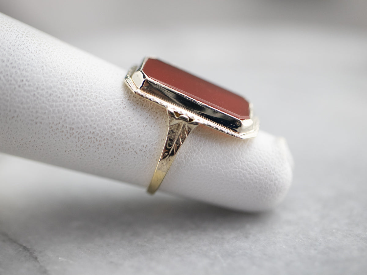 Art Deco Carnelian Dinner Ring