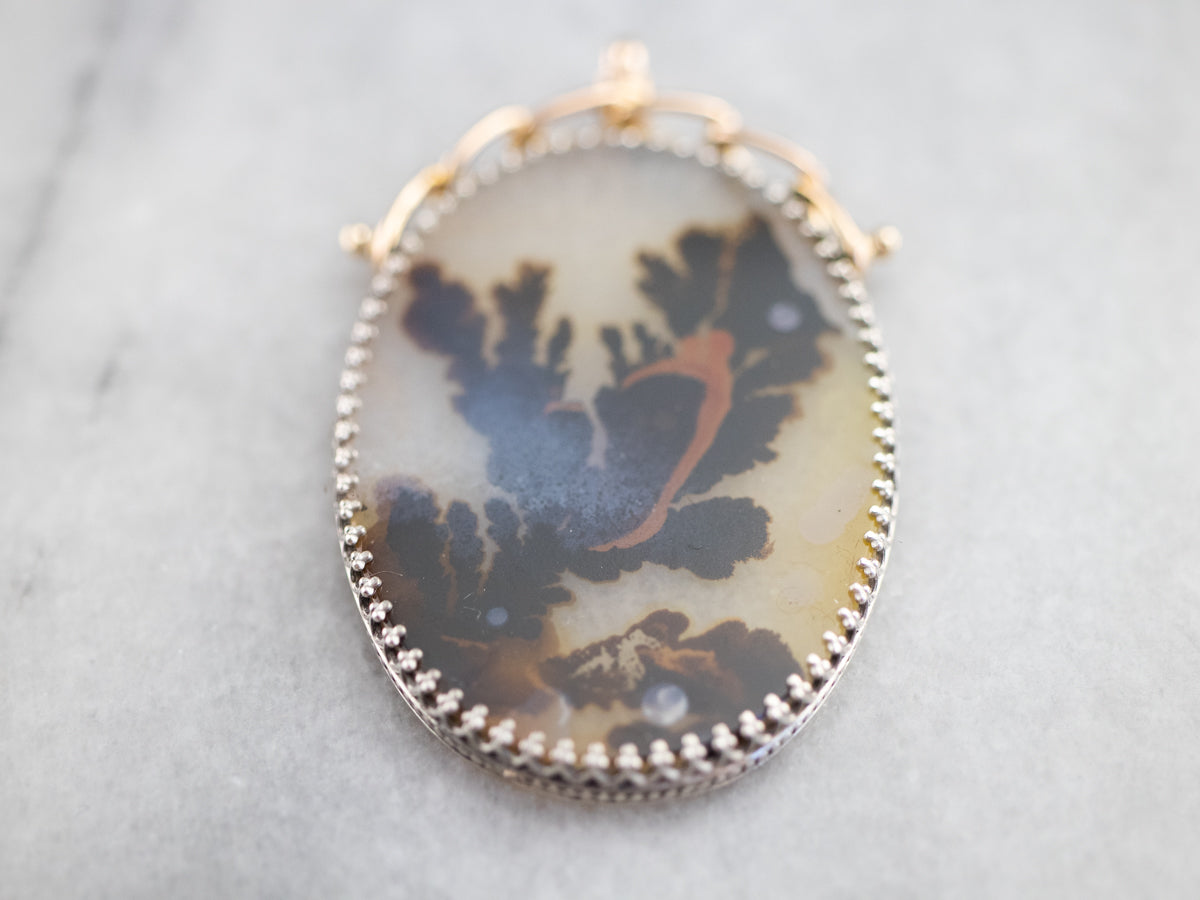 Dendritic Agate Mixed Metal Pendant