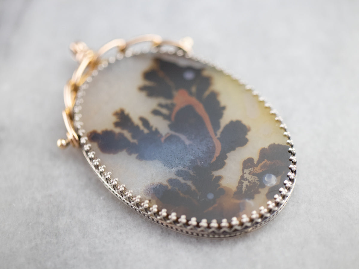 Dendritic Agate Mixed Metal Pendant
