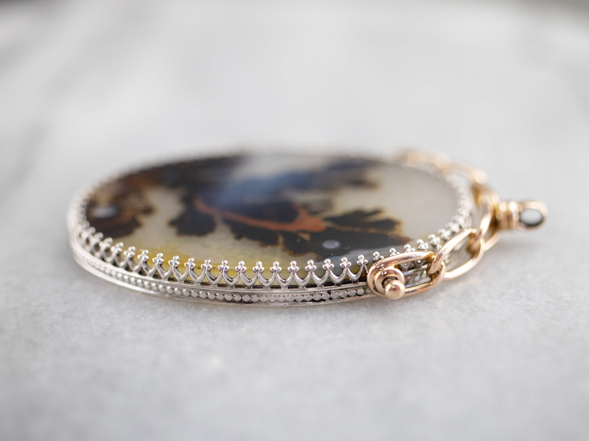Dendritic Agate Mixed Metal Pendant