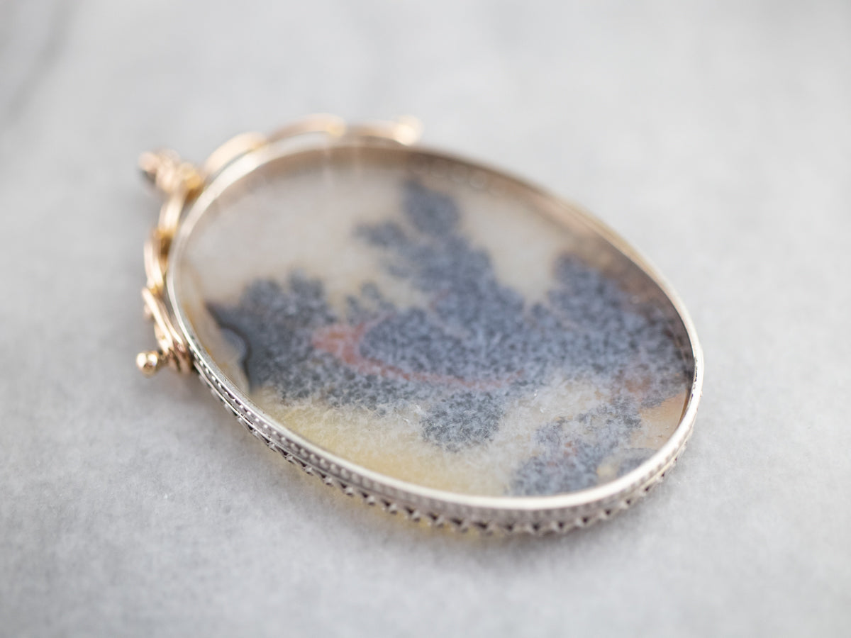 Dendritic Agate Mixed Metal Pendant