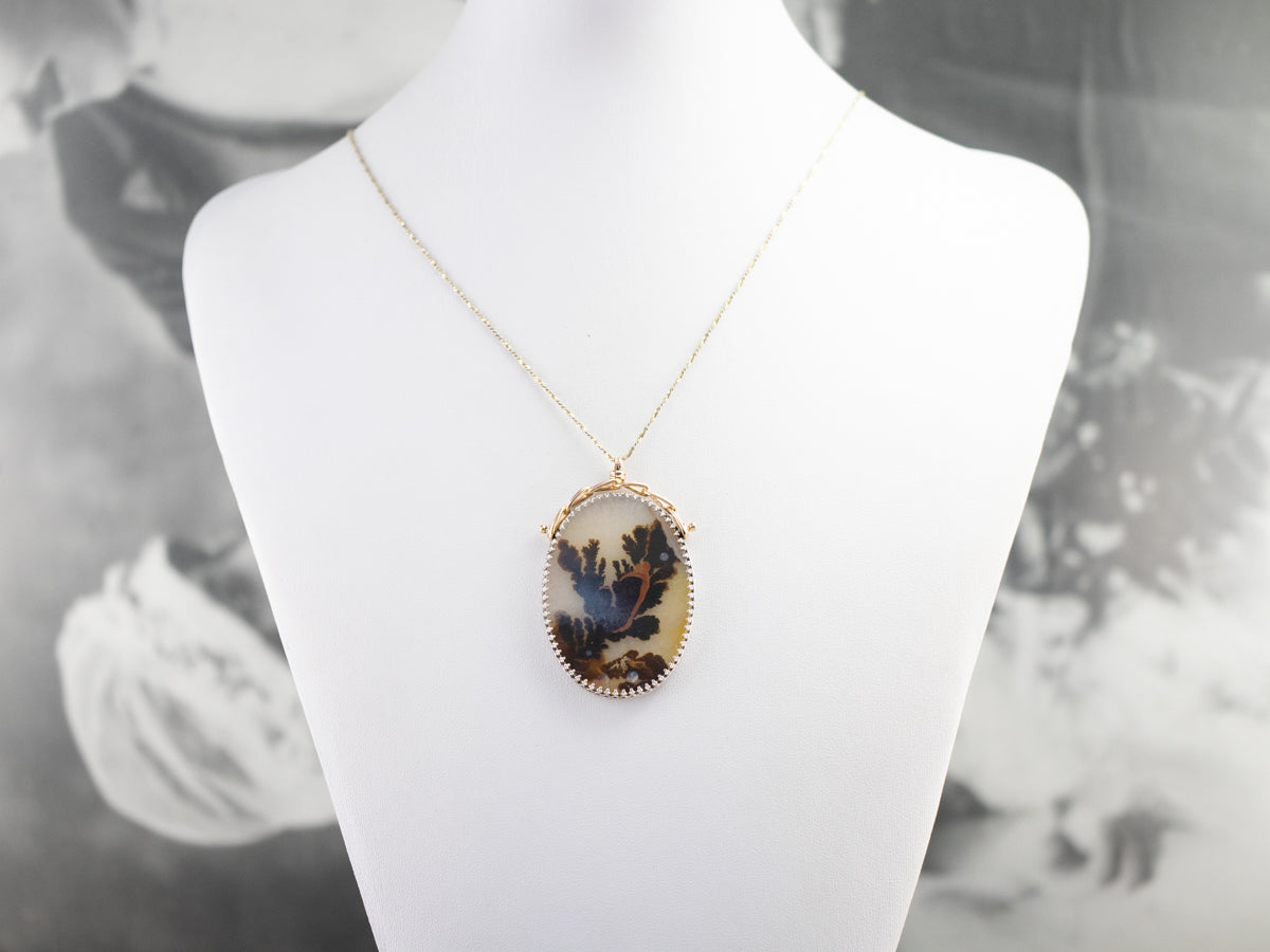 Dendritic Agate Mixed Metal Pendant