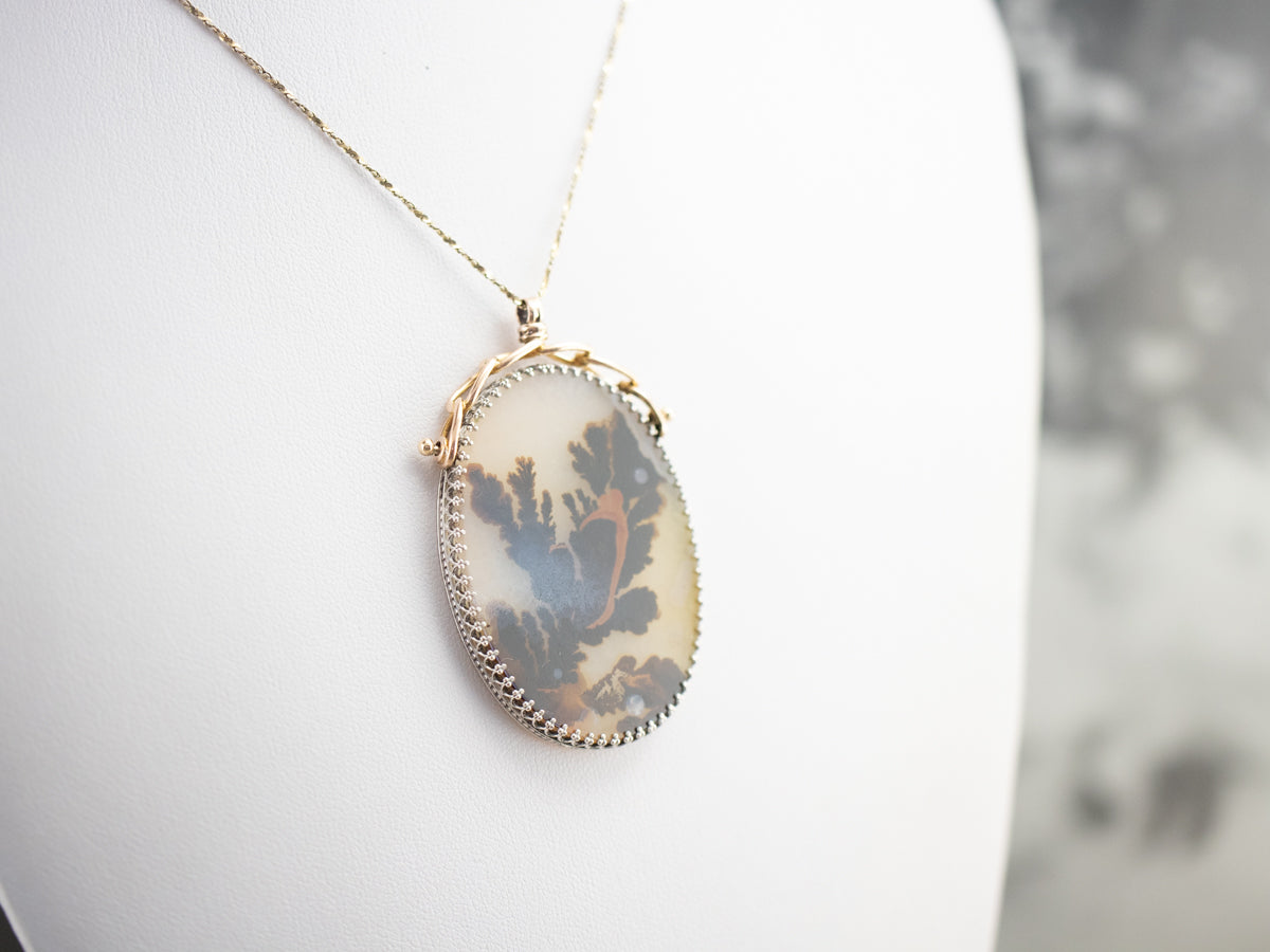 Dendritic Agate Mixed Metal Pendant