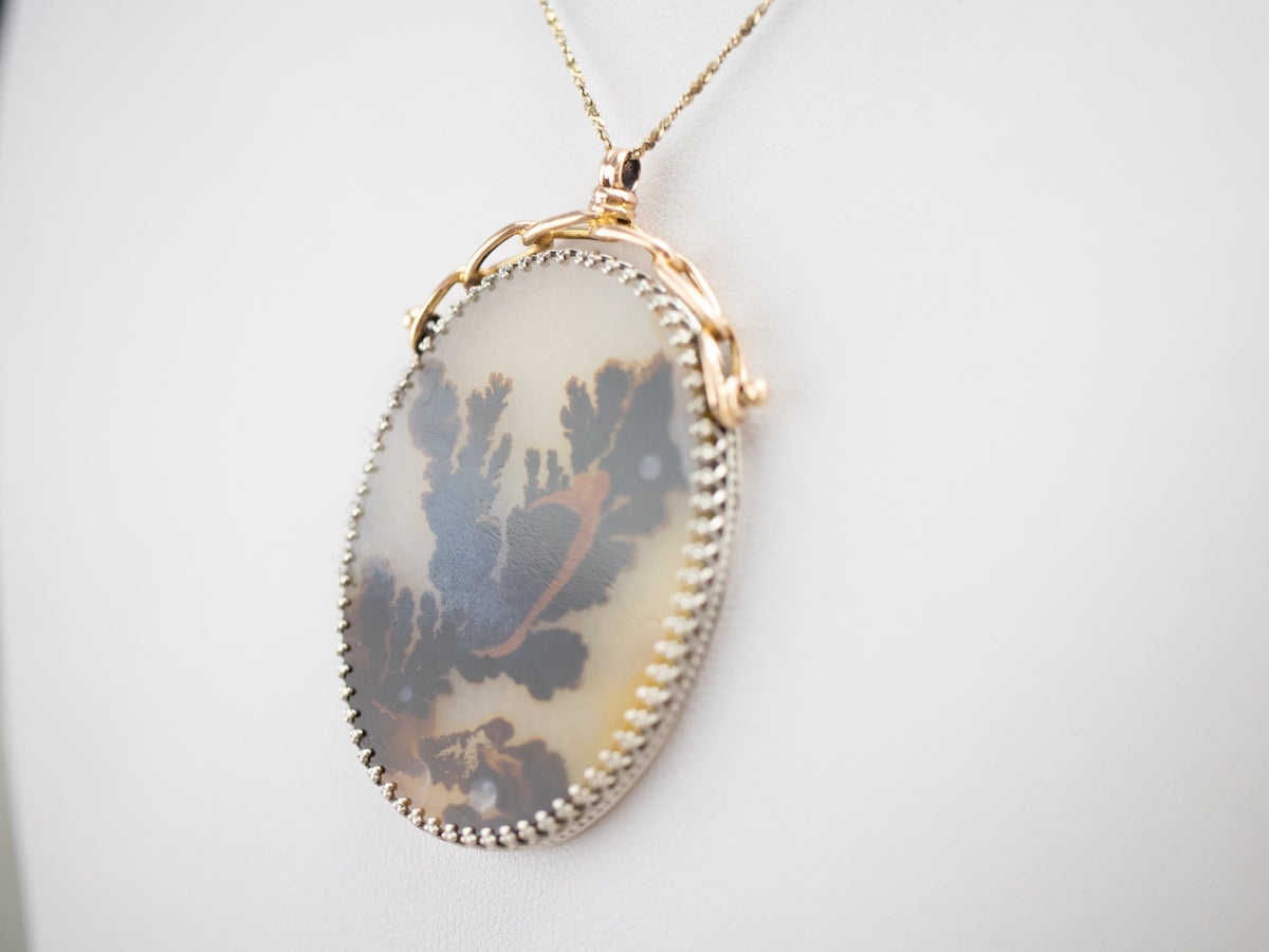 Dendritic Agate Mixed Metal Pendant
