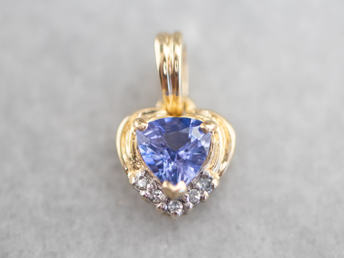 Gold Sapphire and Diamond Pendant