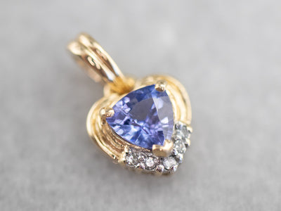 Gold Sapphire and Diamond Pendant