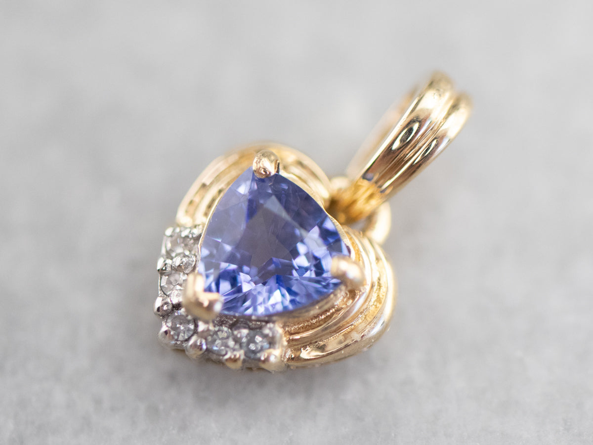 Gold Sapphire and Diamond Pendant