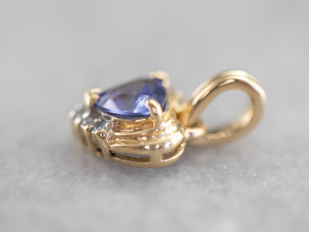 Gold Sapphire and Diamond Pendant