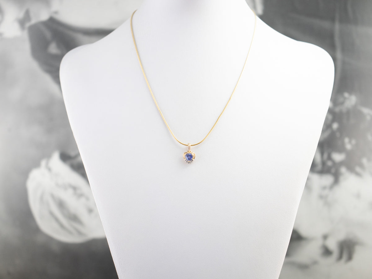 Gold Sapphire and Diamond Pendant