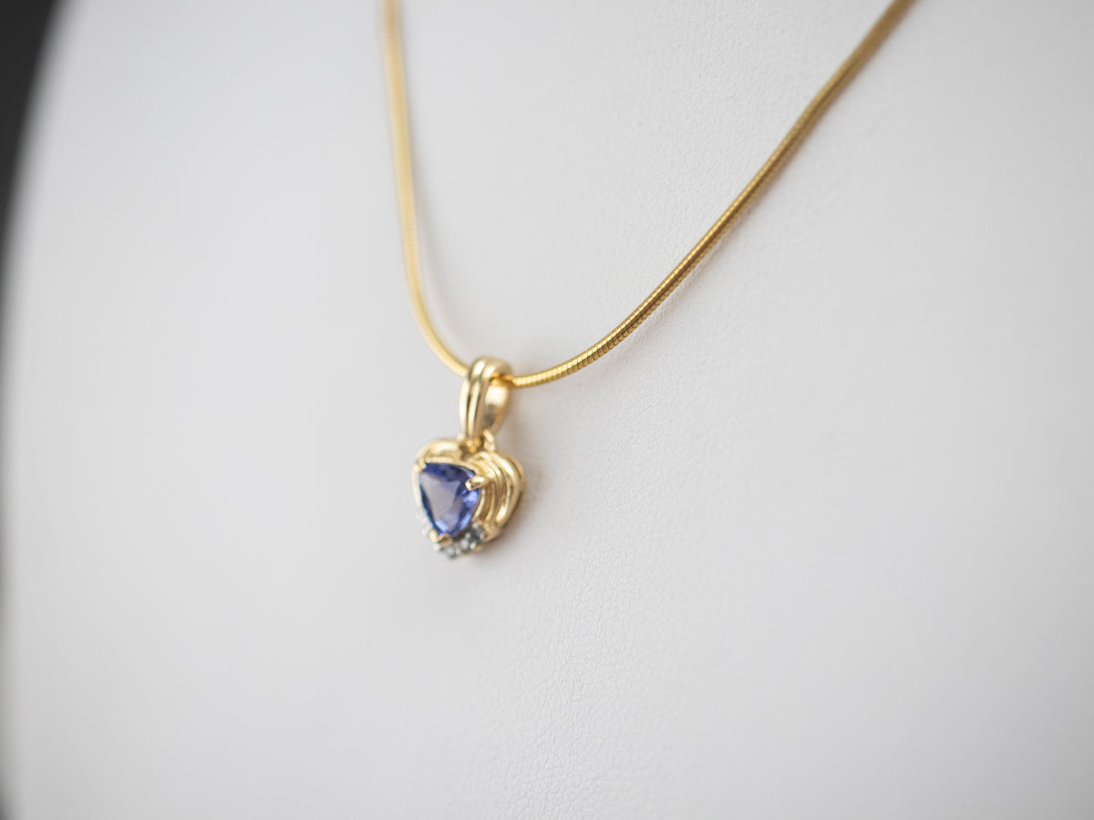 Gold Sapphire and Diamond Pendant