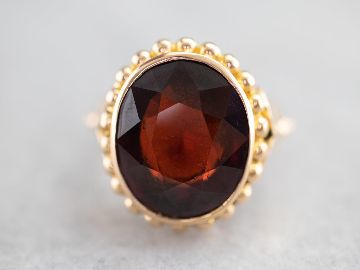 High 21.6 Karat Gold Hessonite Garnet Ring