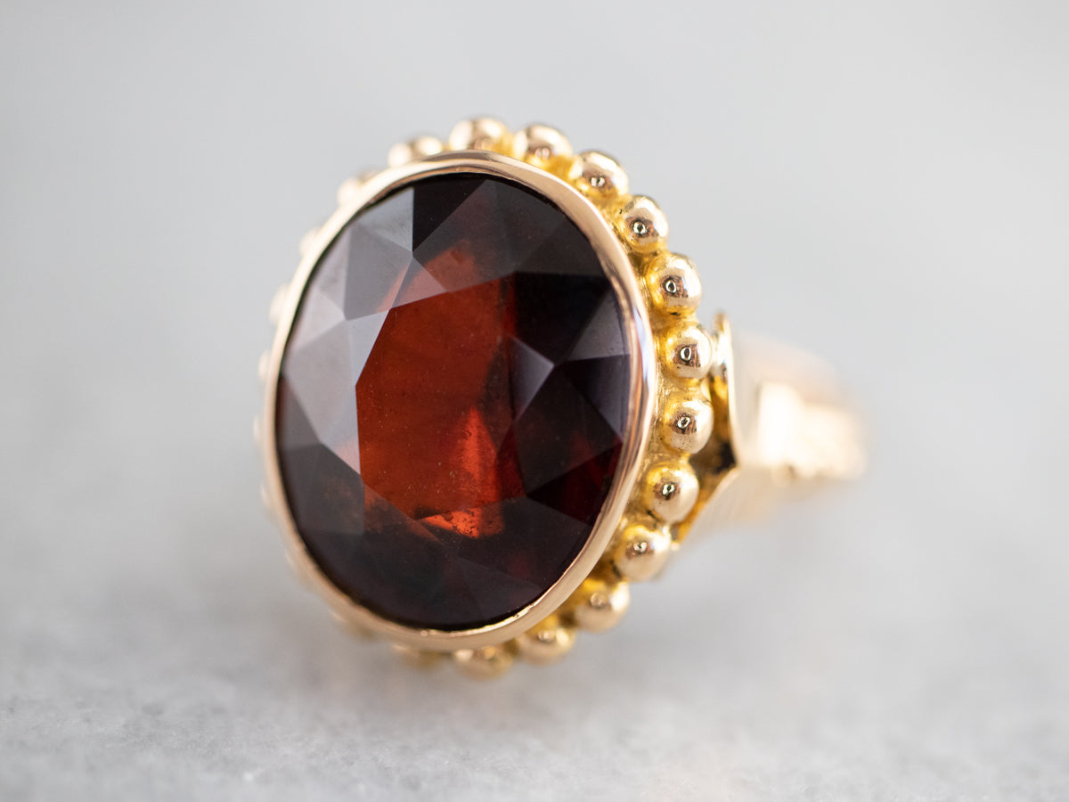 High 21.6 Karat Gold Hessonite Garnet Ring
