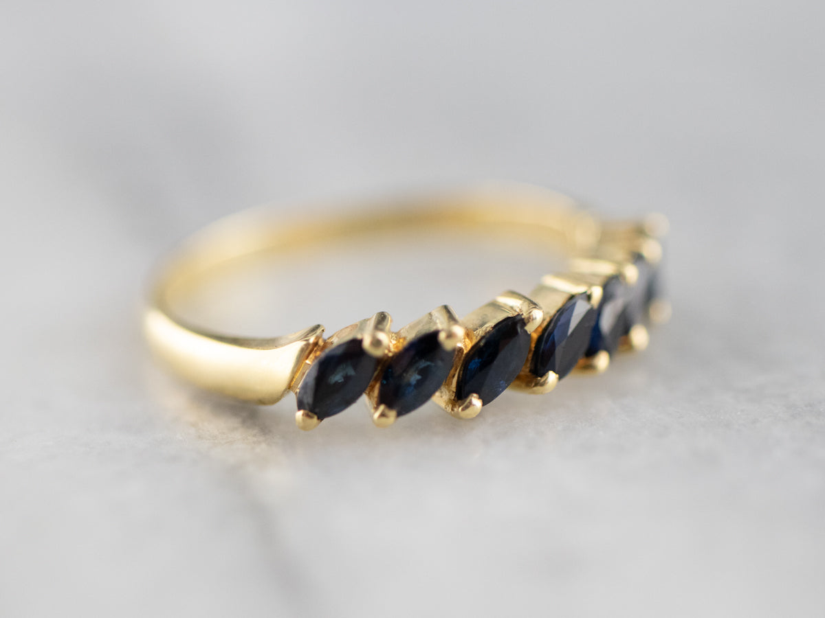 Marquise Sapphire Wedding Band