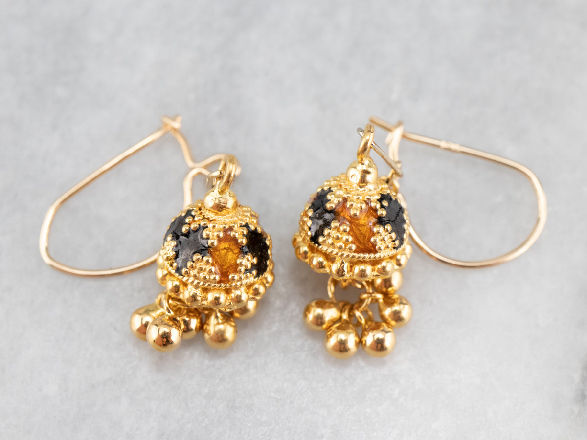 Colorful Gold Beaded Drop Earrings