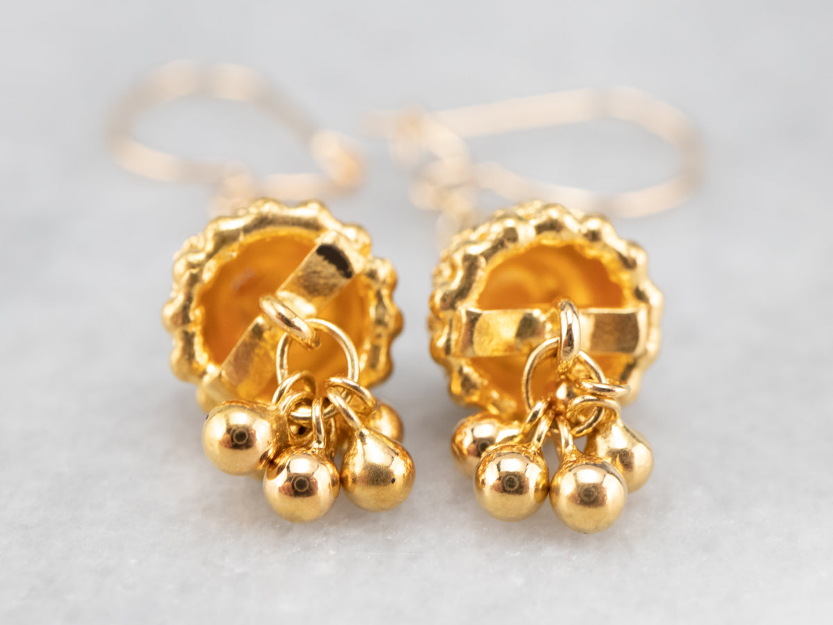 Colorful Gold Beaded Drop Earrings