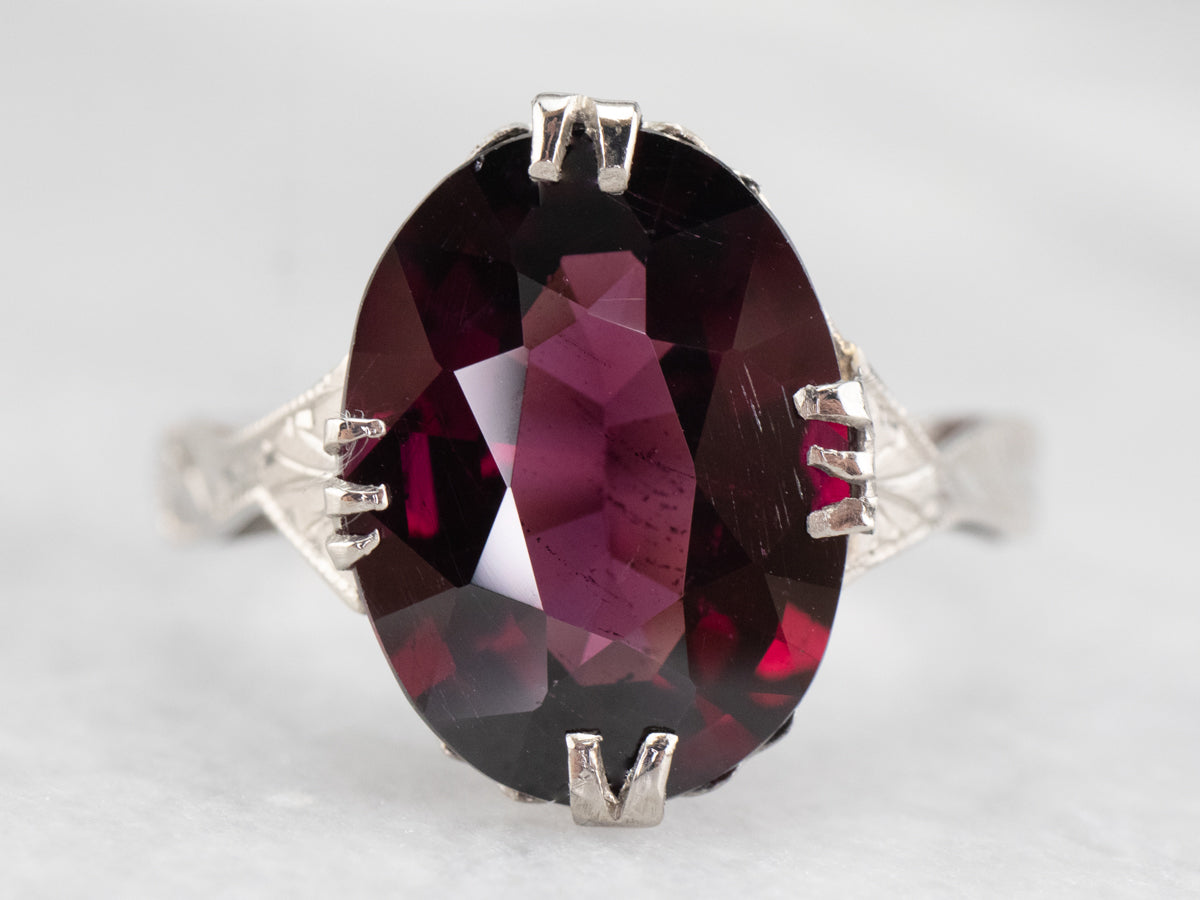 Engraved Garnet Cocktail Ring