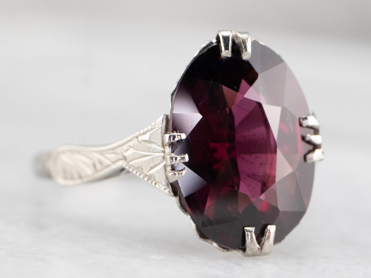 Engraved Garnet Cocktail Ring