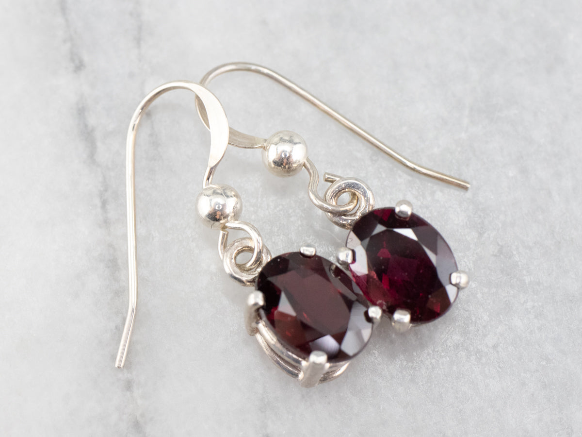Sterling Silver Rhodolite Garnet Drop Earrings
