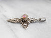 Silver and Gold Pink Sapphire Filigree Cross