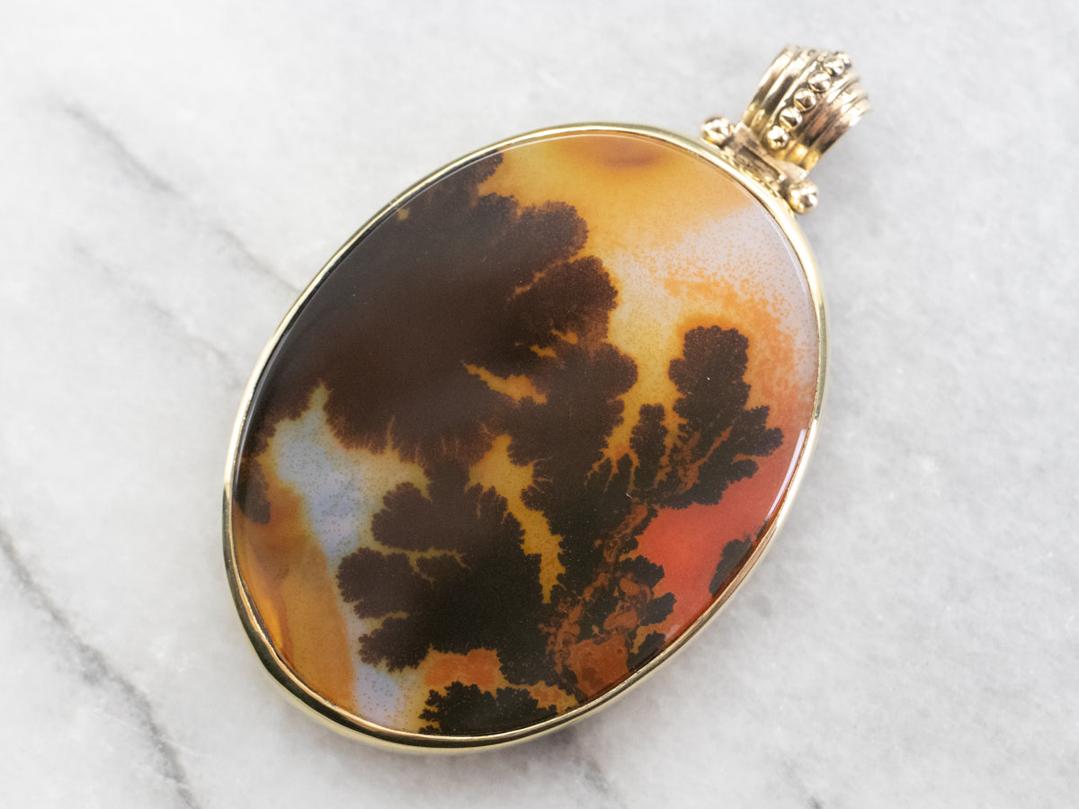 Colgante de ágata de piedra Shazar de oro