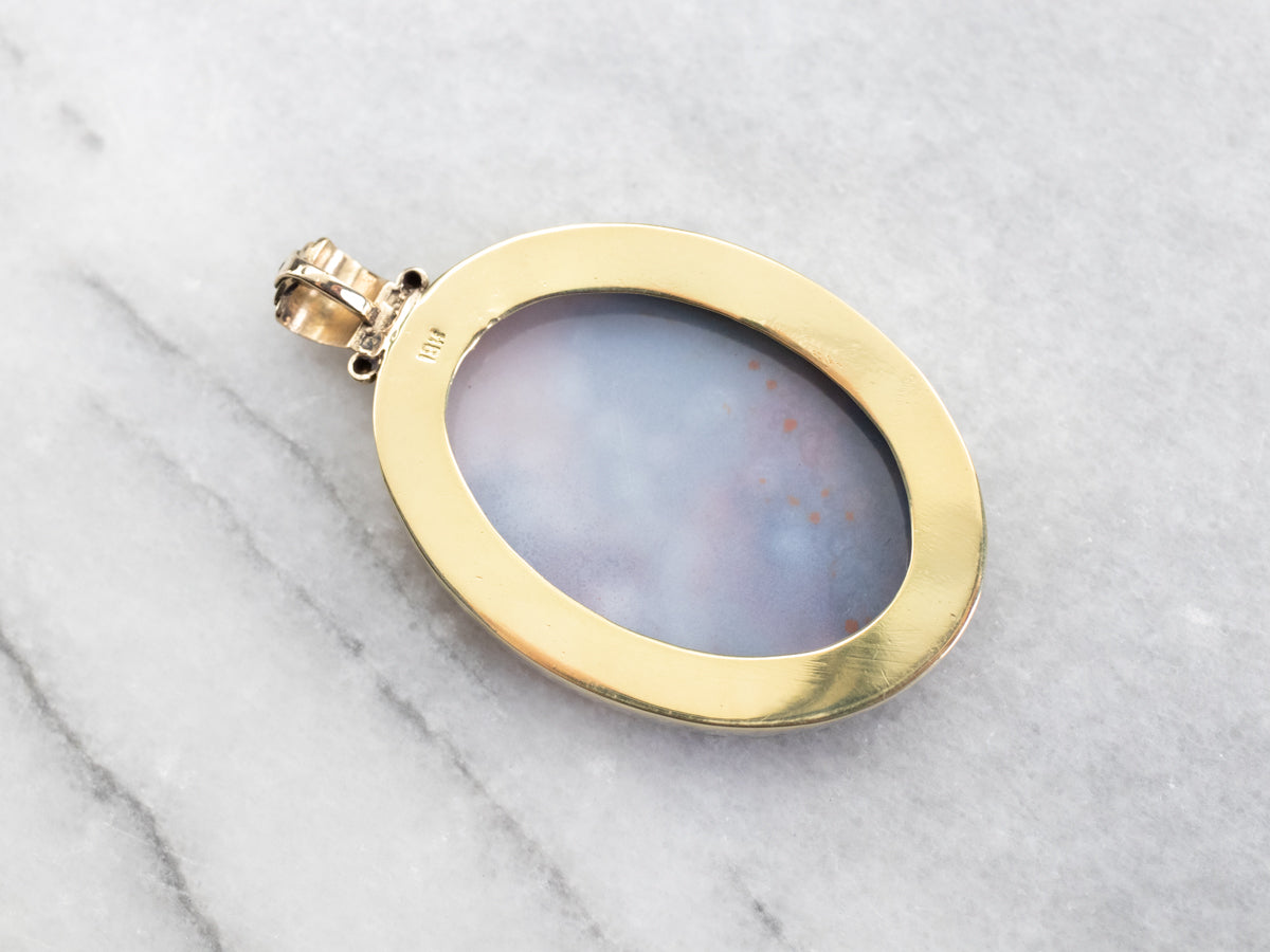 Colgante de ágata de piedra Shazar de oro