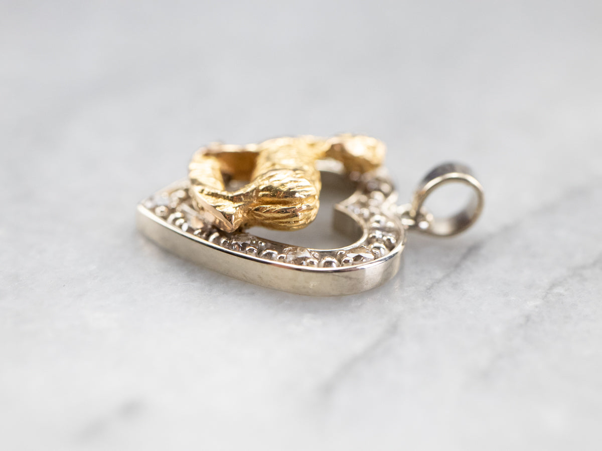 Diamond Heart Aries Zodiac Pendant