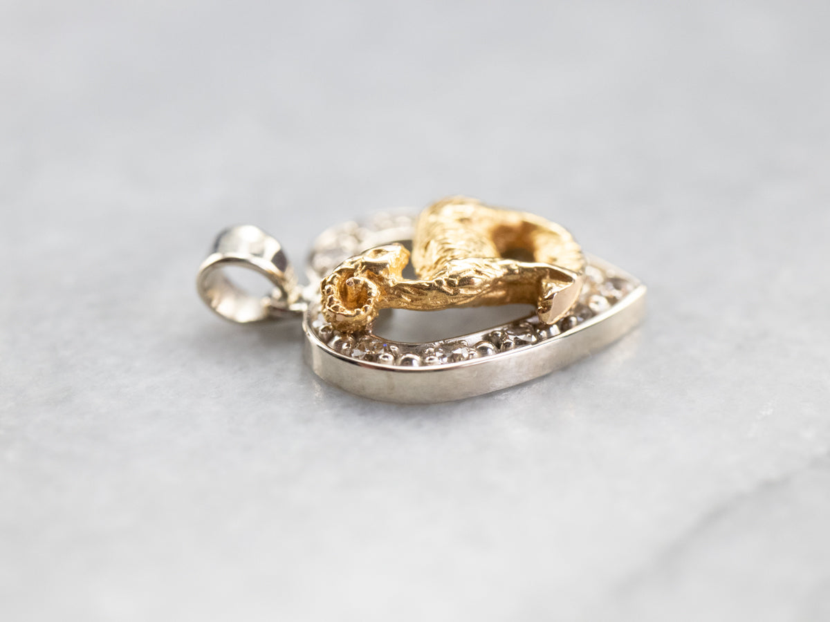 Diamond Heart Aries Zodiac Pendant
