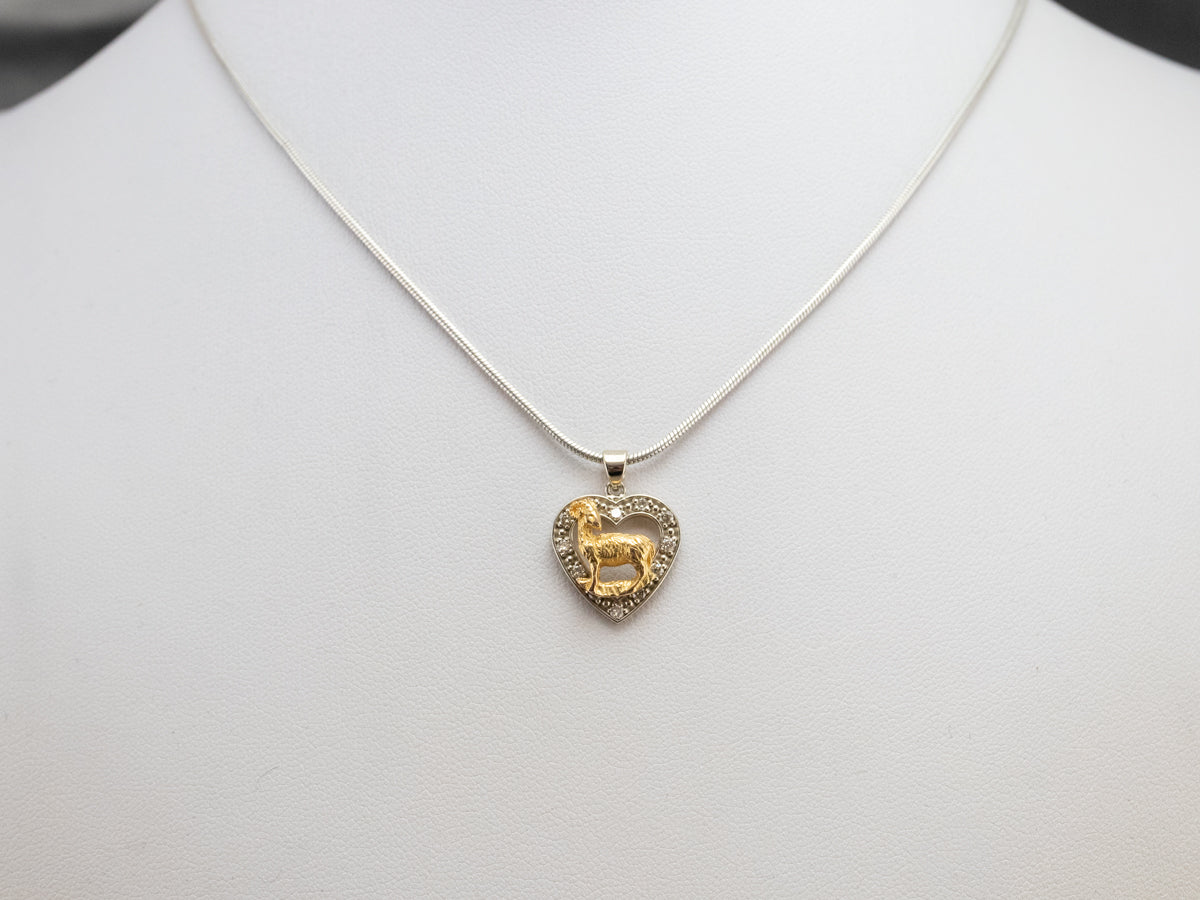 Diamond Heart Aries Zodiac Pendant
