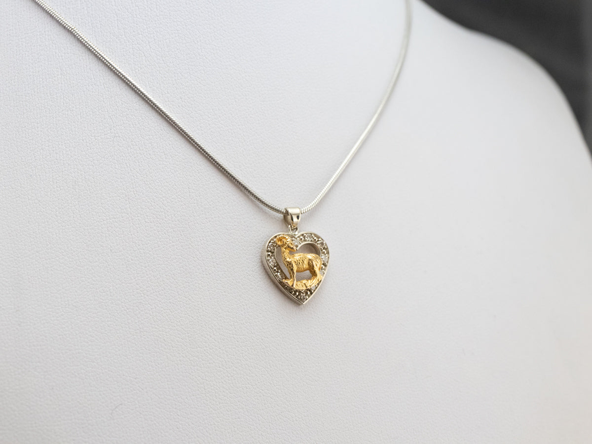 Diamond Heart Aries Zodiac Pendant