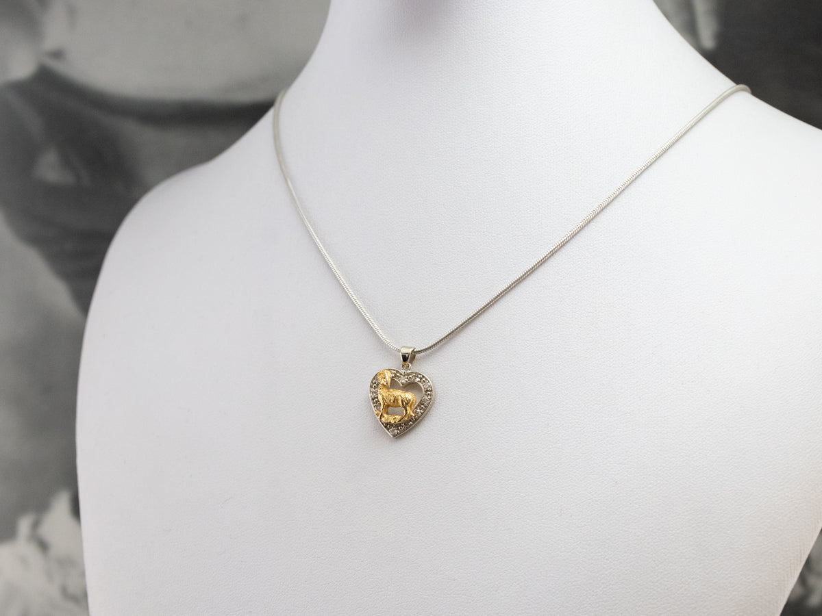 Diamond Heart Aries Zodiac Pendant