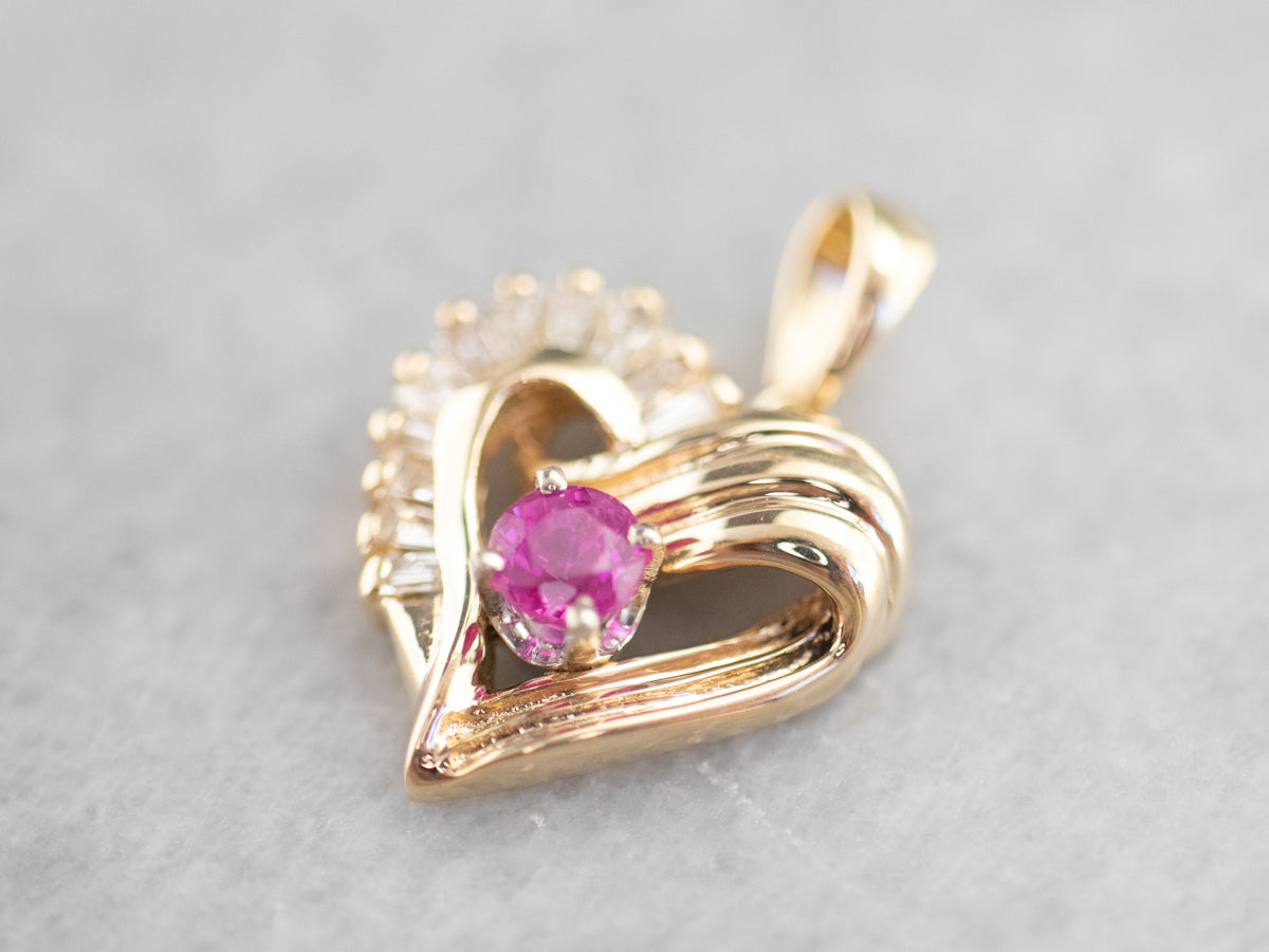 Ruby and Diamond Heart Pendant