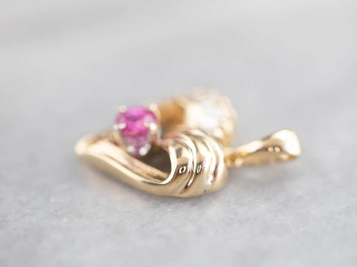 Ruby and Diamond Heart Pendant