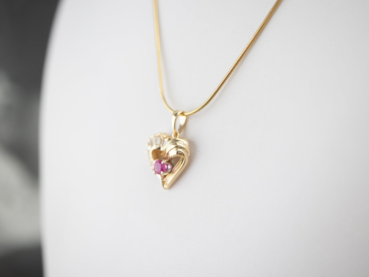 Ruby and Diamond Heart Pendant