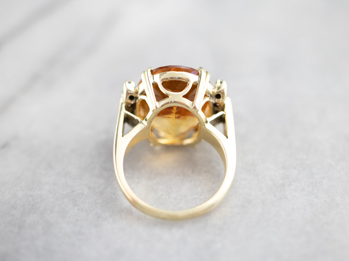 Citrine and Diamond Cocktail Ring