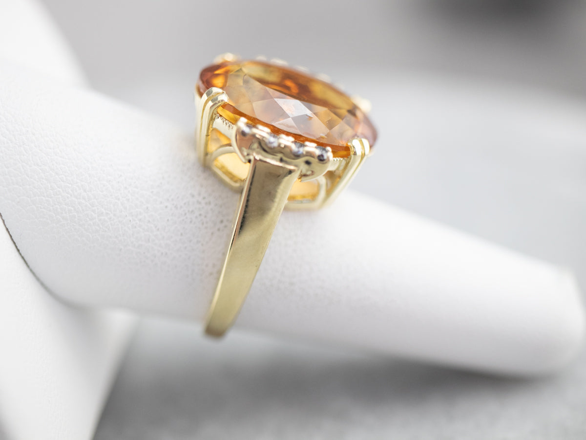 Citrine and Diamond Cocktail Ring