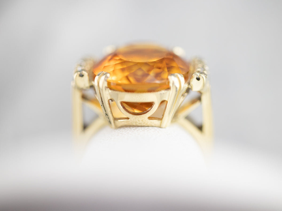 Citrine and Diamond Cocktail Ring