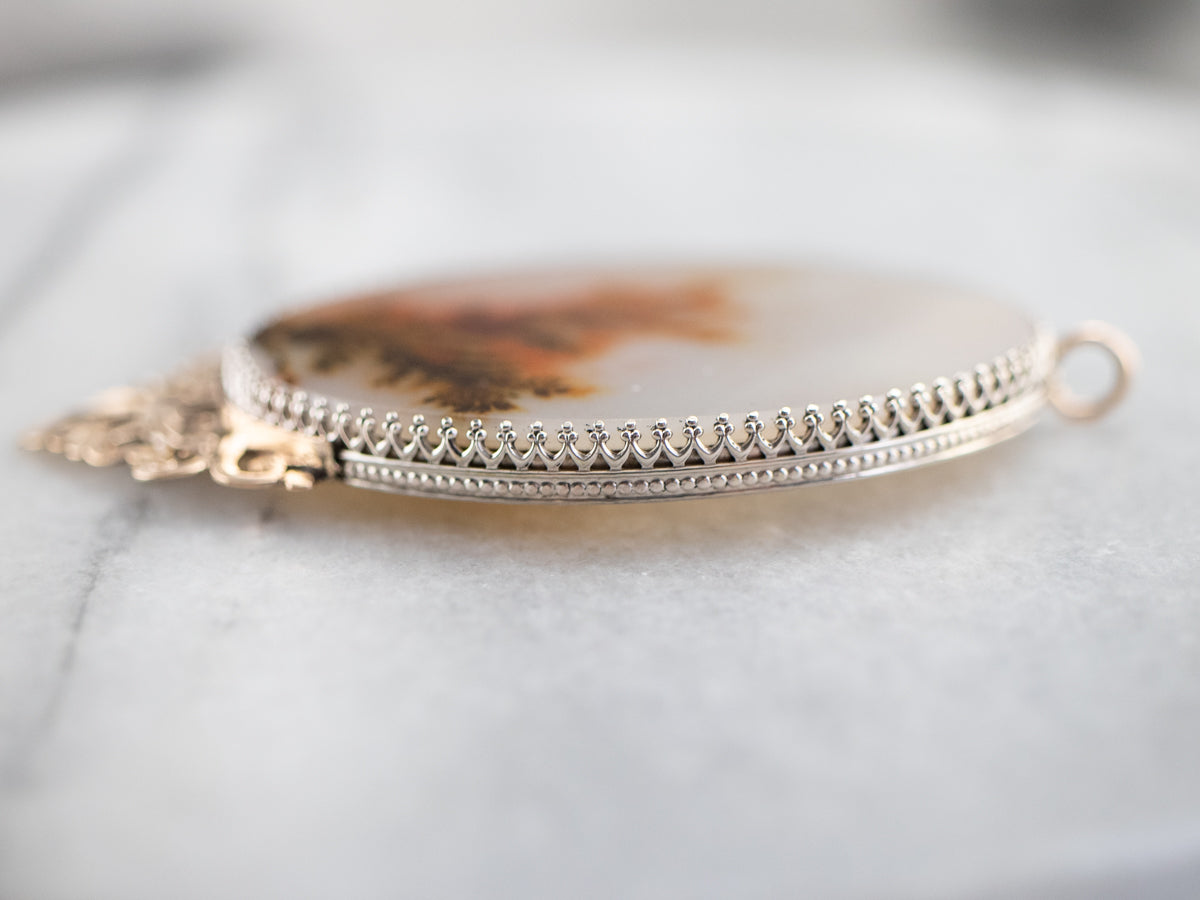 Upcycled Dendritic Agate Mixed Metal Pendant