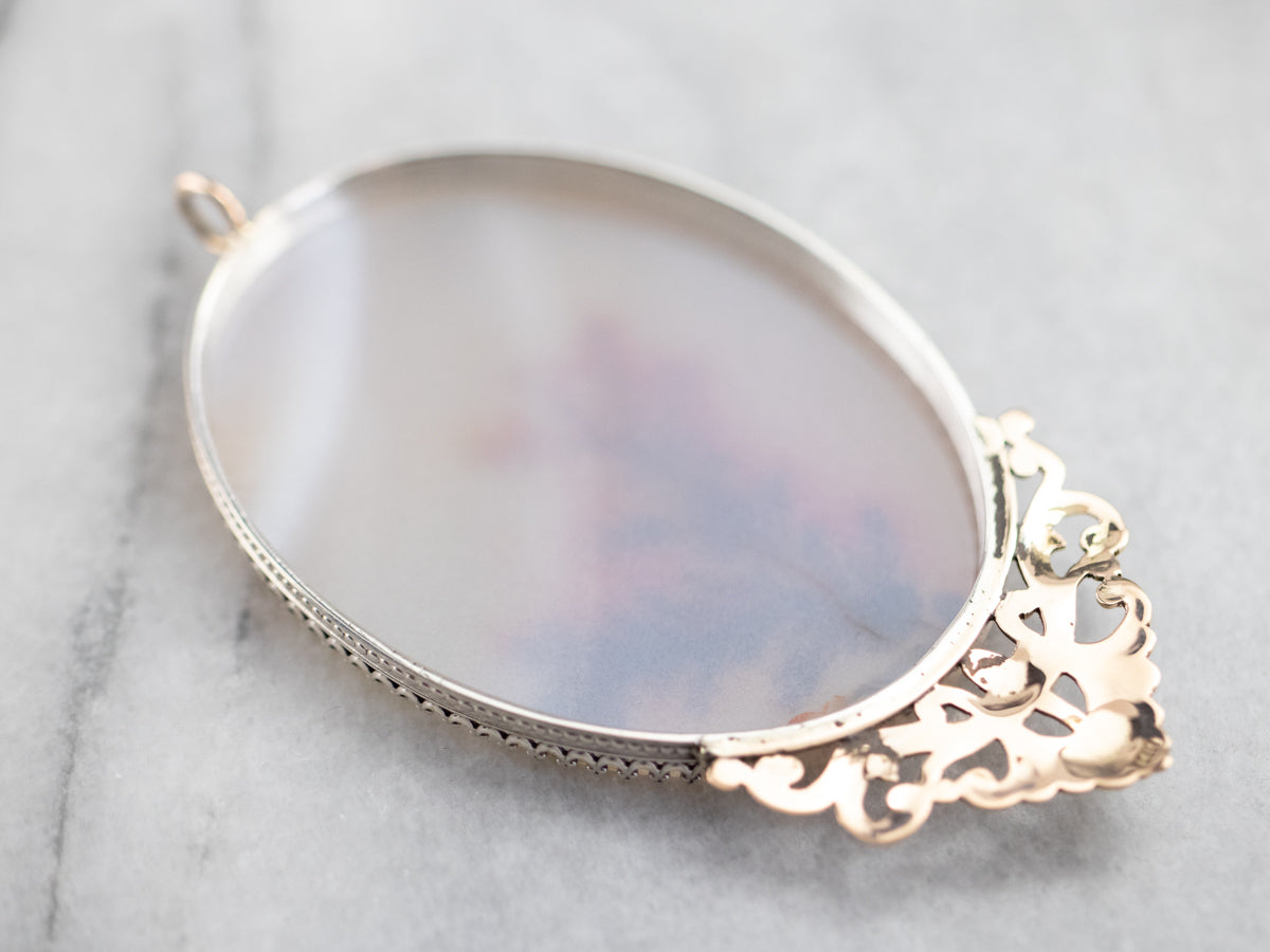 Upcycled Dendritic Agate Mixed Metal Pendant