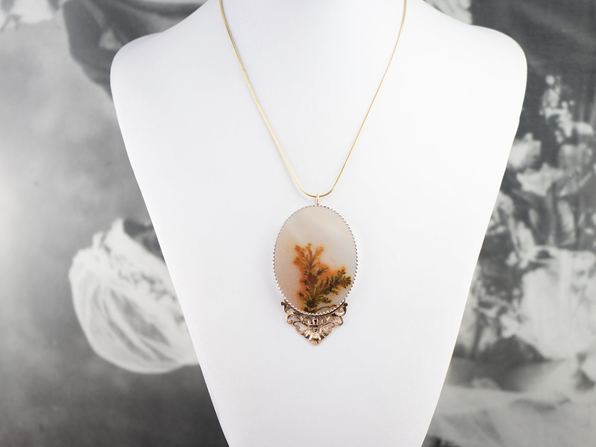 Upcycled Dendritic Agate Mixed Metal Pendant