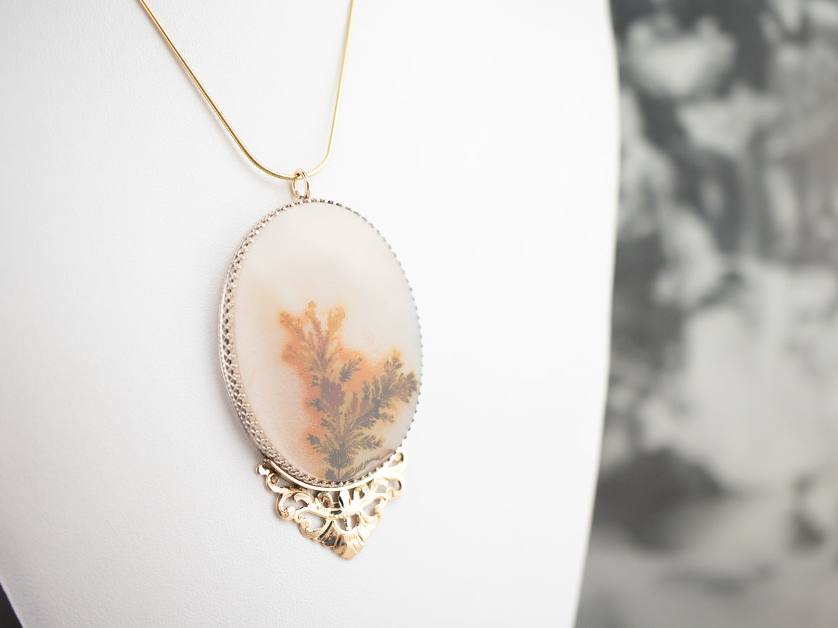 Upcycled Dendritic Agate Mixed Metal Pendant