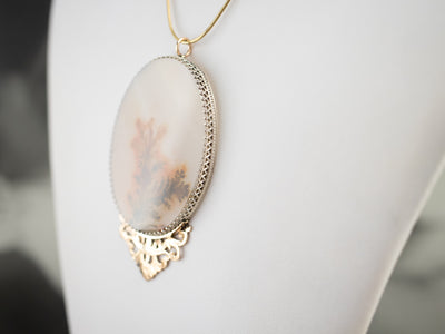 Upcycled Dendritic Agate Mixed Metal Pendant