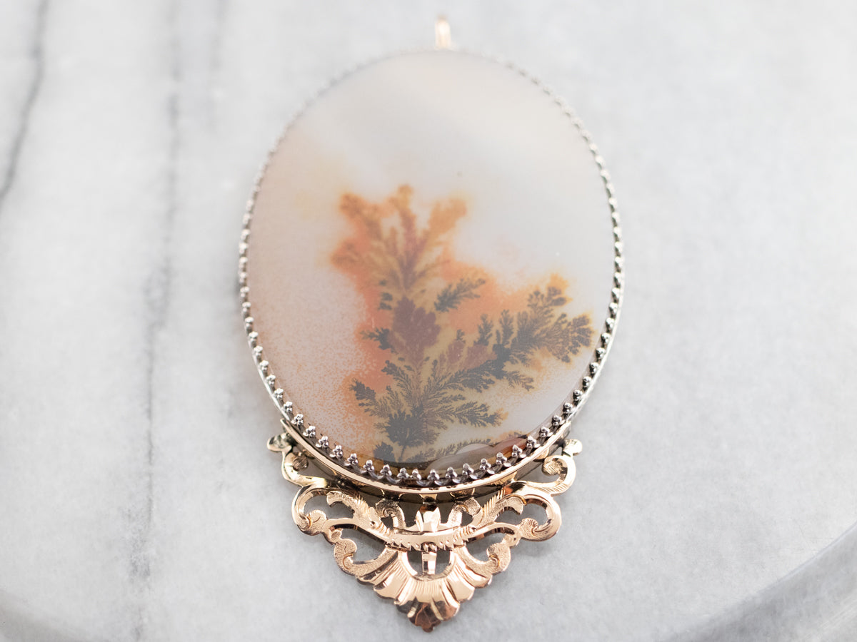 Upcycled Dendritic Agate Mixed Metal Pendant