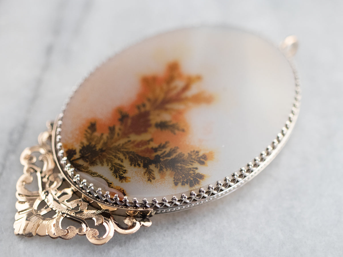 Upcycled Dendritic Agate Mixed Metal Pendant