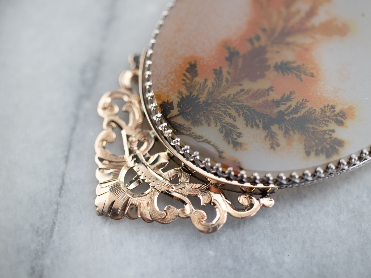 Upcycled Dendritic Agate Mixed Metal Pendant