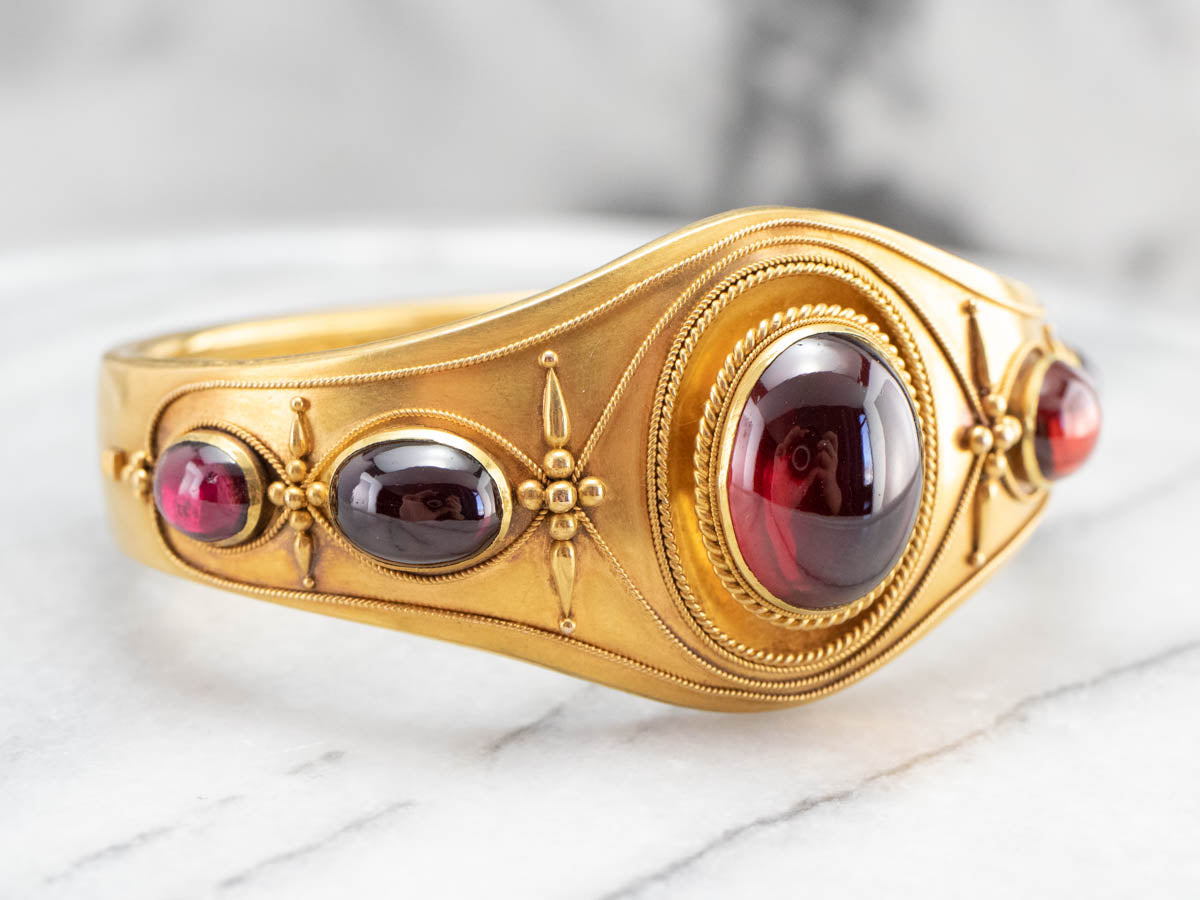 Antique Bloomed Gold Garnet Bracelet