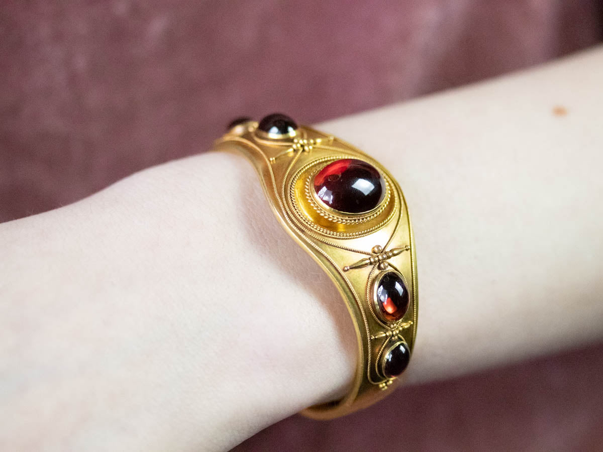 Antique Bloomed Gold Garnet Bracelet