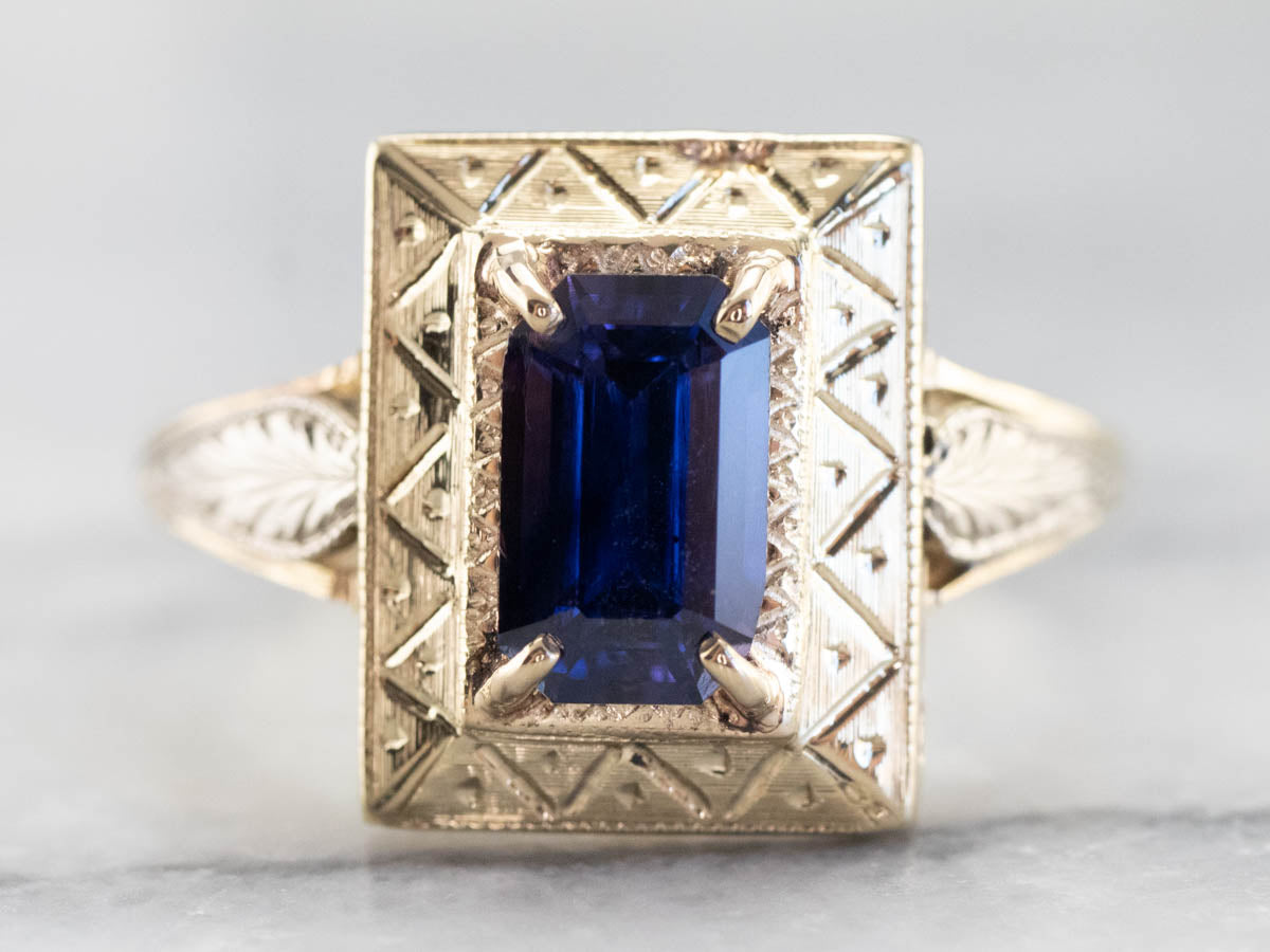 Engraved Purple Sapphire Ring